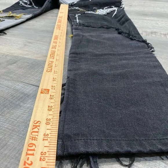 MNML Jeans Mens 28‎ Black Patchwork Distressed Grunge Biker Streetwear Punk - Picture 10 of 13